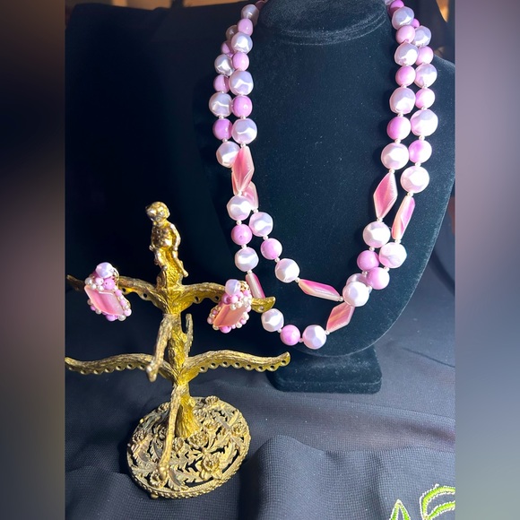 Vintage Jewelry - VTG MCM Double strand Choker and clip earring set. Beautiful beads!!
